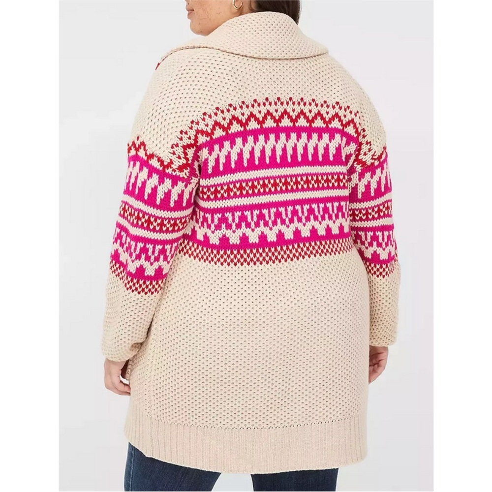 Lane Bryant Cream and Pink Knit Cardigan - Picture 2 of 10